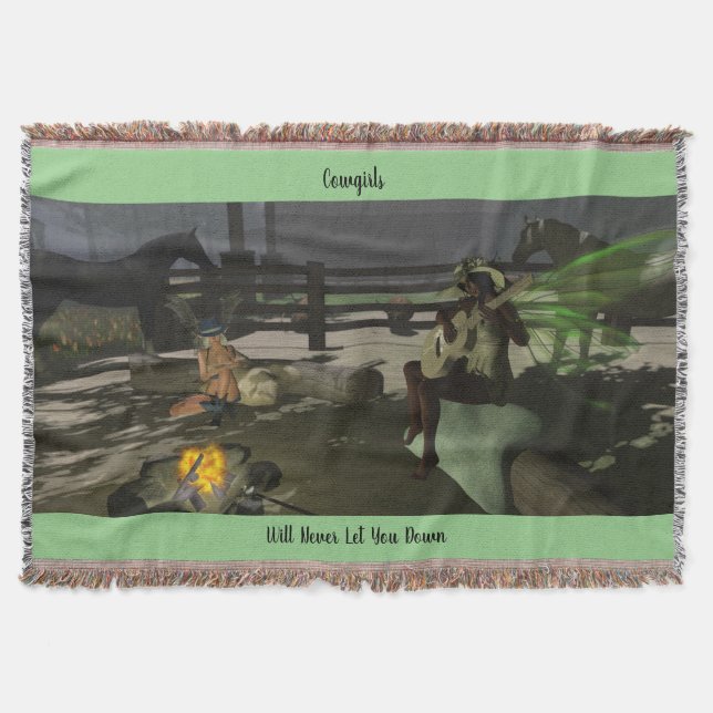 Fairy Cowgirls Campfire Song Throw Blanket 54"x38" Decke (Vorderseite)