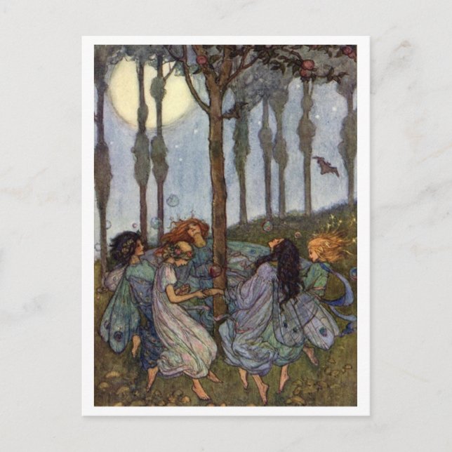 Fairy Dance Vintag Illustration Postkarte (Vorderseite)