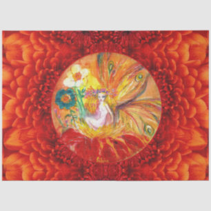 FAIRY DER BLUME, Rot-Gelb-Fantasie Seidenpapier