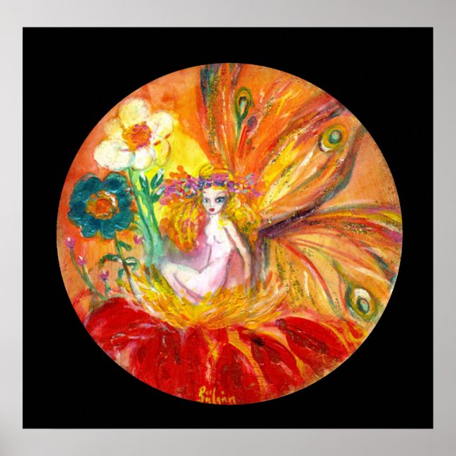 FAIRY DER BLUME, Rot-Gelb-Schwarz-Fantasie Poster (Vorne)