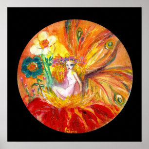 FAIRY DER BLUME, Rot-Gelb-Schwarz-Fantasie Poster