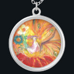 FAIRY DER BLUME VERSILBERTE KETTE<br><div class="desc">Whimsikale, farbenfrohe und lebendige Blume Fee, Acrylmalerei .(c) von Bulgan Lumini .</div>