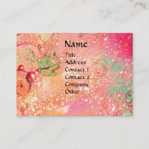 FAIRY DER ROTEN BLUME IN PINK GLITZERN Fantasy Visitenkarte