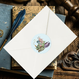 Fairy Dragon Bücher Tee Freundschaft Runder Aufkleber