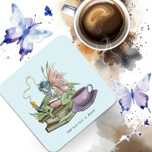 Fairy Dragon liest Tee Freundschaft  Rechteckiger Pappuntersetzer