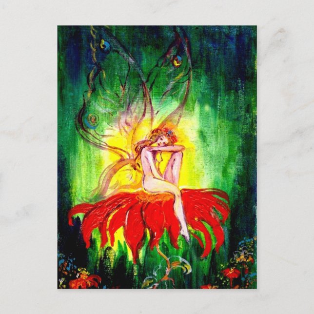 FAIRY DREAMING AUF DER BLUME POSTKARTE (Vorderseite)