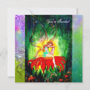 FAIRY DREAMING AUF EINER ROTEN BLUME lila gelb, gr Einladung