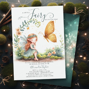 Fairy Enchanted Emerald Gold Niedlich Baby Girl Sh Einladung
