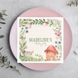 Fairy Enchanted Forest Mushroom Greenery Bloral Serviette