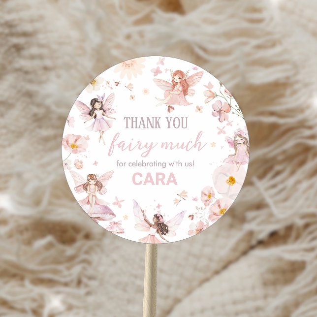 Fairy Enchanted Garden Geburtstagsparty Runder Aufkleber (Fairy Enchanted Garden Birthday Party Sticker)
