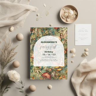 Fairy Erster Geburtstag verzauberter Wald Einladung