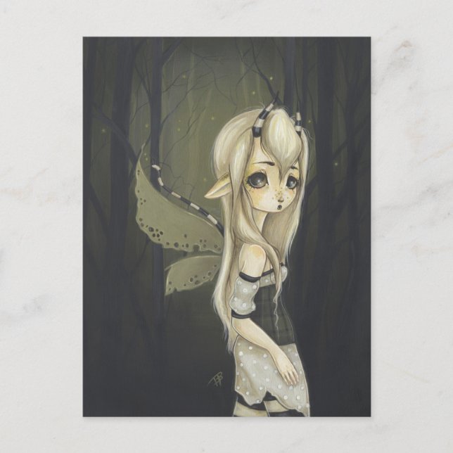 Fairy Fantasy Art Postcard grün Postkarte (Vorderseite)