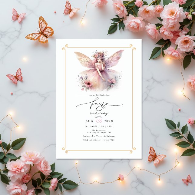 Fairy First 1. Geburtstag Party Einladung (Fairy First 1st Birthday Party Invitation)
