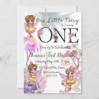 Fairy First Birthday Einladung