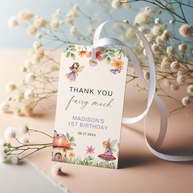 Fairy First Birthday Enchanted Forest Vielen Dank Geschenkanhänger (Von Creator hochgeladen)