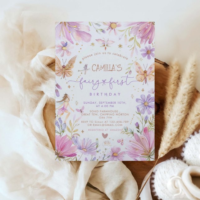 Fairy First Birthday Girl Invitation (Créateur téléchargé)