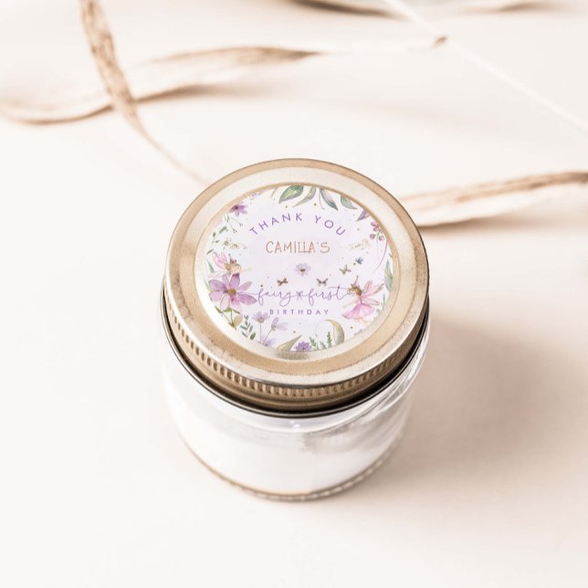 Fairy First Birthday Girl Runder Aufkleber (Von Creator hochgeladen)