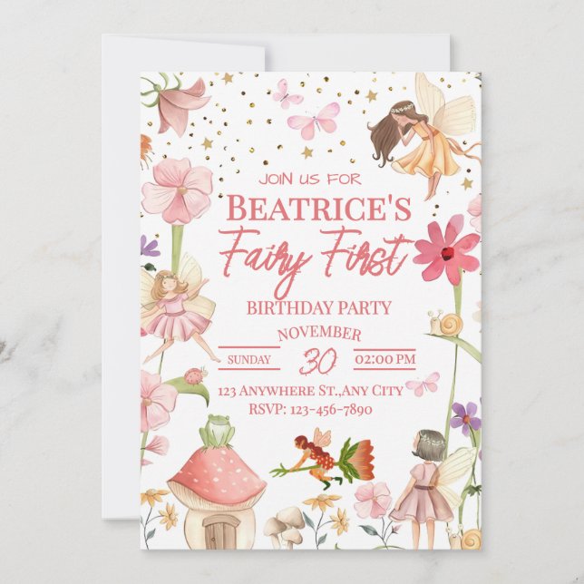 Fairy First Birthday Invitation (Devant)