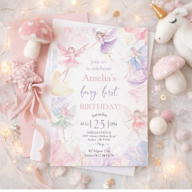 Fairy First Birthday Invitation Einladung (Von Creator hochgeladen)