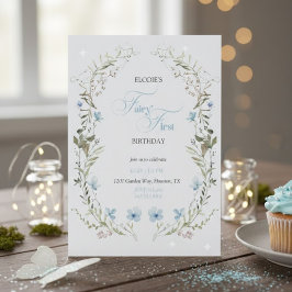 Fairy First Birthday Invitation | Elegant Blue  Einladung
