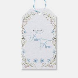 Fairy First Birthday Invitation | Elegant Blue  Geschenkanhänger
