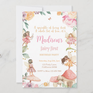 Fairy First Birthday Invitation Fairy Invitation
