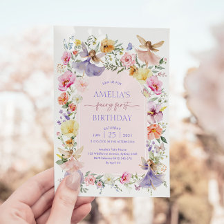 Fairy First Birthday Lush Wildblume Garden Party Einladung