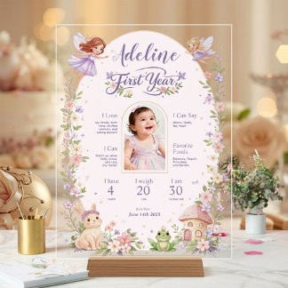 Fairy First Birthday Milestone Acrylic Welcome Acrylschild