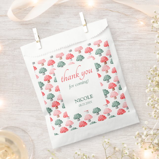 Fairy First Birthday Niedlich farbenfrohe Pilze Geschenktütchen (Ausgeschnitten)