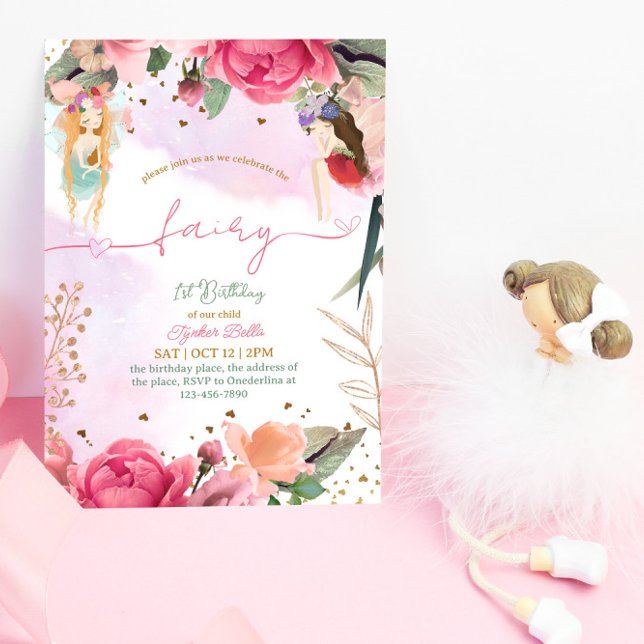 Fairy First Birthday Party Baby Girl Einladung (Von Creator hochgeladen)