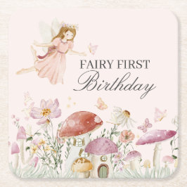 Fairy First Birthday Party Dekor Rechteckiger Pappuntersetzer