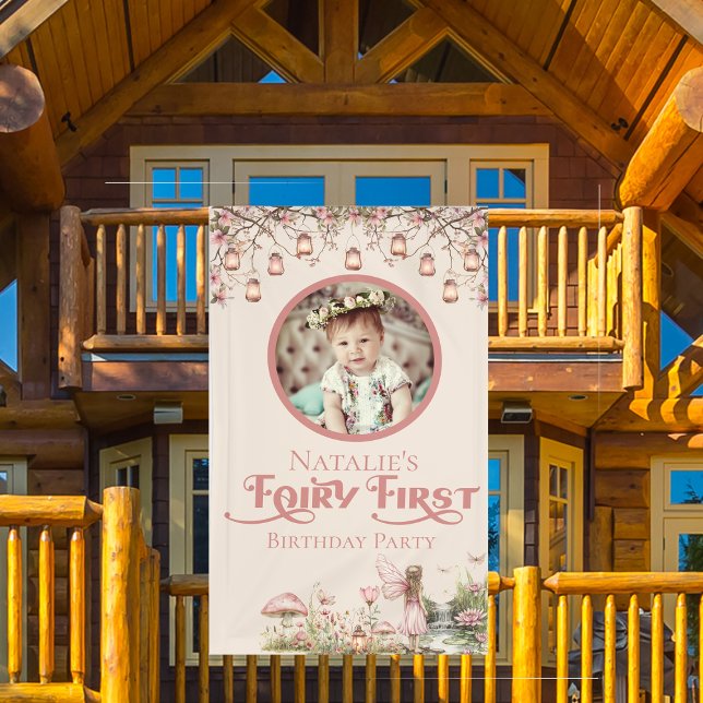 Fairy First Birthday Party Personalisiert Vinyl Banner (Von Creator hochgeladen)