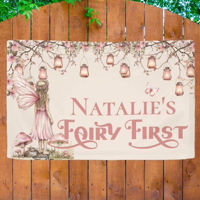 Fairy First Birthday Party Personalisiert Vinyl Banner (Von Creator hochgeladen)