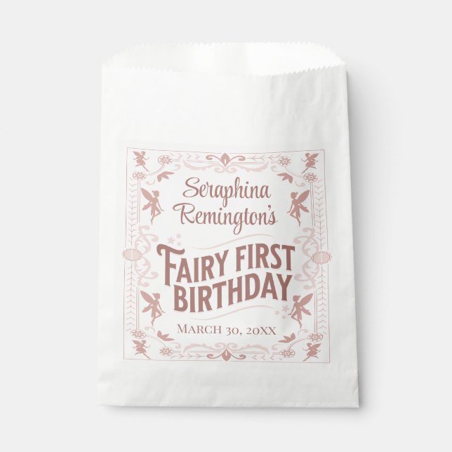 Fairy First Birthday Pink Sweet Girls Bday Party Geschenktütchen (Vorderseite)