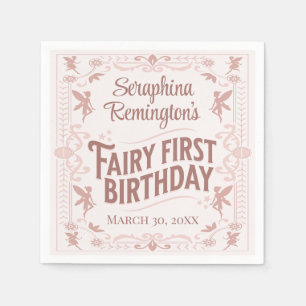 Fairy First Birthday Pink Sweet Girls Bday Party Serviette