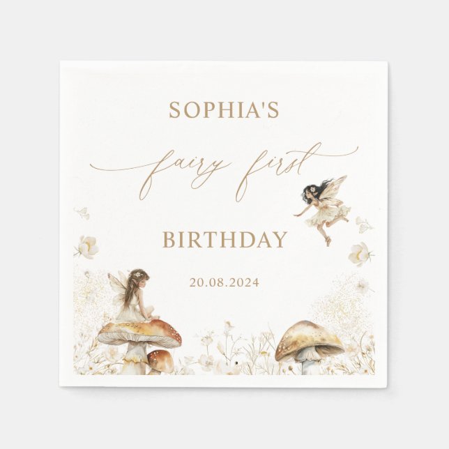 Fairy First Birthday Serviette (Vorderseite)