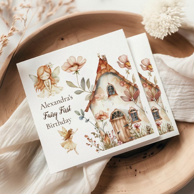 Fairy First Birthday Woodland Floral Serviette (Von Creator hochgeladen)