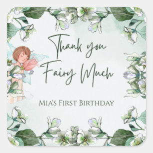 Fairy First Enchanchanted 1. Danke Fairy Much Quadratischer Aufkleber