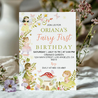 Fairy First Enchanted Forest Birthday Party Einladung
