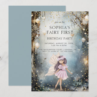 Fairy First Enchanted Forest Girl 1. Geburtstag Einladung