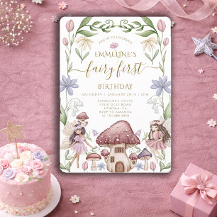 Fairy First Enchanted Forest Girl 1. Geburtstag Einladung