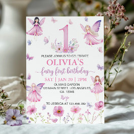 Fairy First Floral Garden Butterfly Birthday Party Einladung