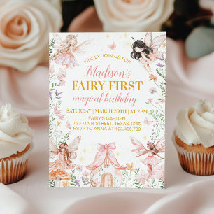 Fairy First Floral Garden Invitation Anniversaire