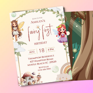 Fairy First Forest Birthday Party Einladung
