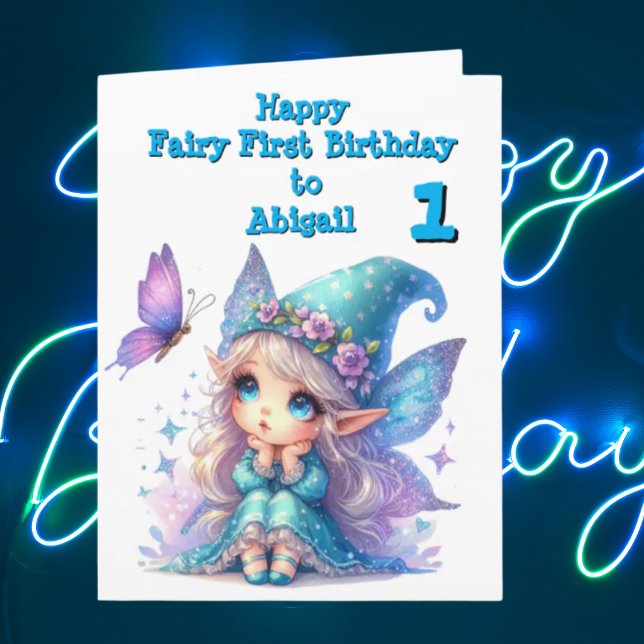 Fairy First Foto Kindergeburtstag Grußkarte Karte (Von Creator hochgeladen)