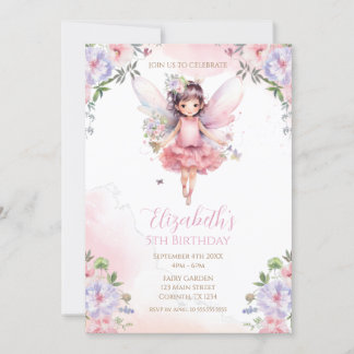 Fairy First garden birthday Party Invitation Einladung