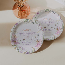 Fairy First Girl Birthday Party Pappteller