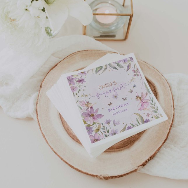 Fairy First Girl Birthday Party Serviette (Von Creator hochgeladen)