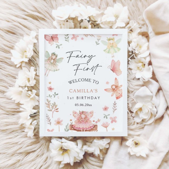 Fairy First Girl Whimsical Birthday Party Willkomm Poster (Von Creator hochgeladen)