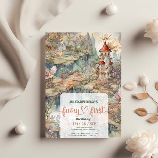 Fairy First Girl's 1. Geburtstag Einladung